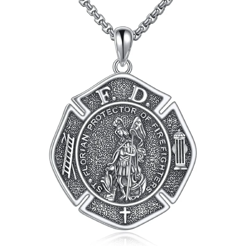 

Hypoallergenic 925 Silver Patron Saint Amulet Necklace, Unisex Religious Protector Medal Pendant Gift for Women Men