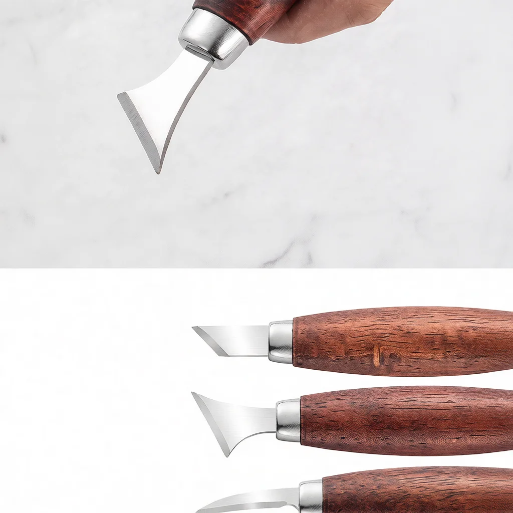 Wood Carving Chisel Kit Walnut Wood Handle Detail Sculpting Cutter Manual Whittling Knife For Spoon Relief Art Craft