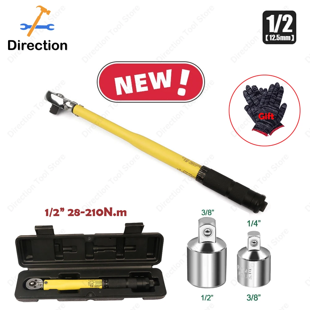 10-210N.m Torque Wrench 1/2“ Precise Reversible Ratchet Torques Key Professional Bicycle Motorcycle Car Automotive Tool