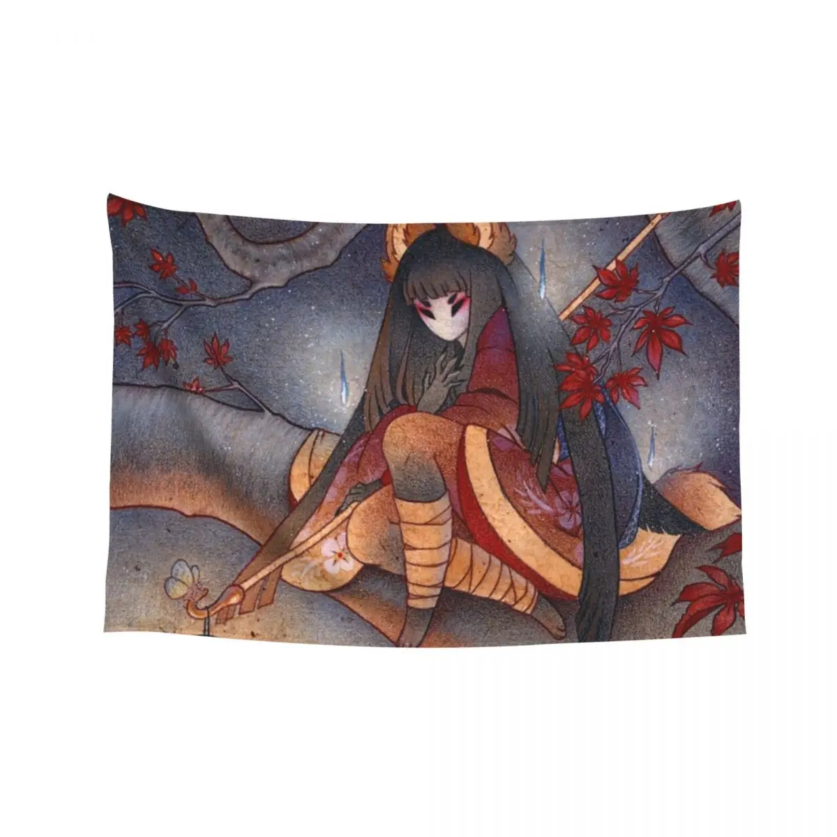 

Lantern Light - Kitsune Yokai TeaKitsune Tapestry Decorative Wall Murals Korean Room Decor Decoration For Home Tapestry