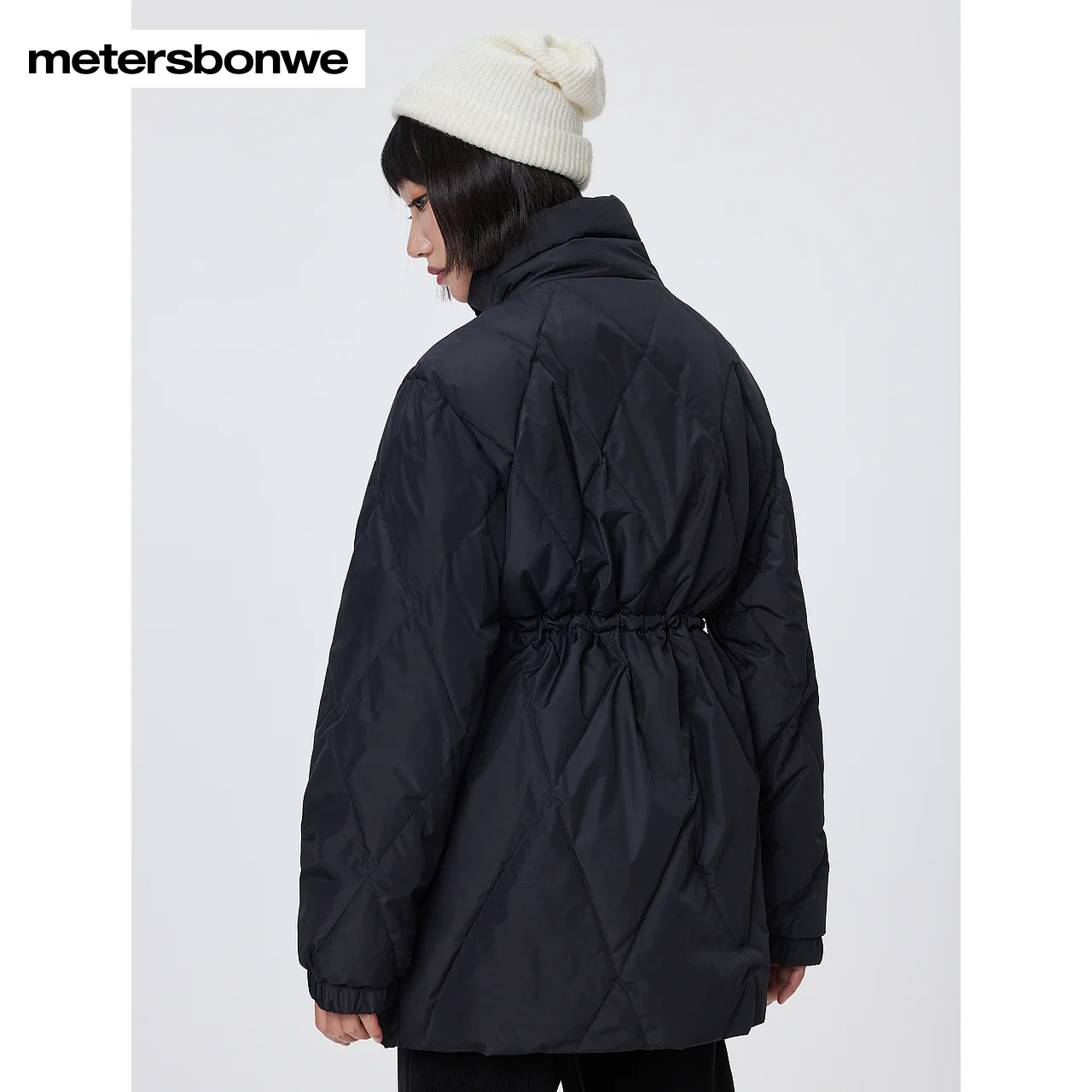 Metersbonwe-Women\'s Jacket Puffer Stand Collar Slimming Waist Drawstring Ultra-Loose Long Commuter Gentlewoman Elegant Winter