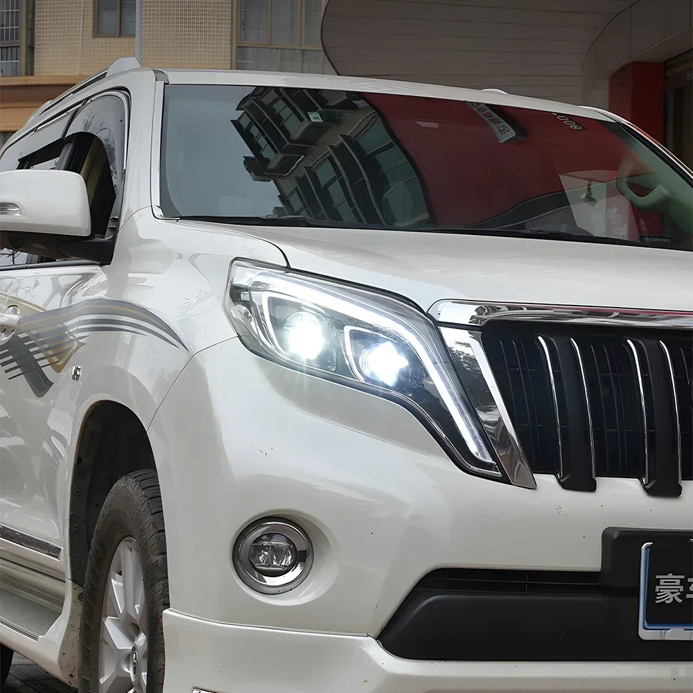 

Модифицированная автомобильная фара для Land Cruiser Prado 2014-2017, светодиодная передняя лампа в сборе, обновленная конструкция объектива проектора, аксессуары