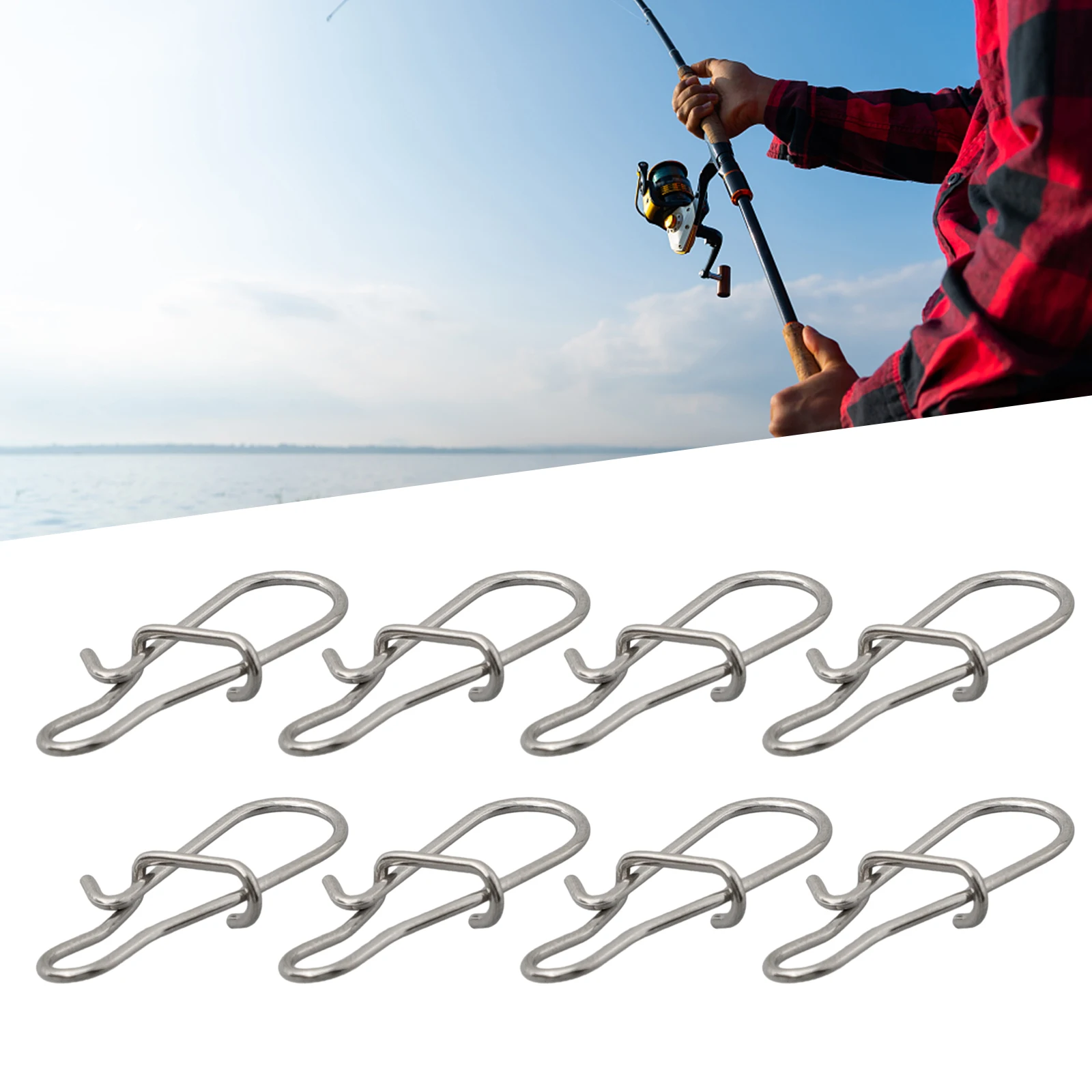 Hot Sale Newset Pratical Lock Snap Connectors Stainless Steel 50pcs Clip Fishing Hook Professional Rings Solid