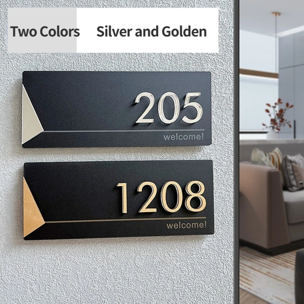 Acrylic Modern Door Plate Shop Sign Customize House Number Family Name Address Letter for Home Office Apartment Restaurant Hotel