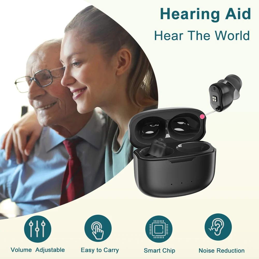 Rechargeable Hearing Aids Audifonos for Deafness/Elderly Magnetic Charging Mini Size Invisible Hearing Aid Ear Sound Amplifier