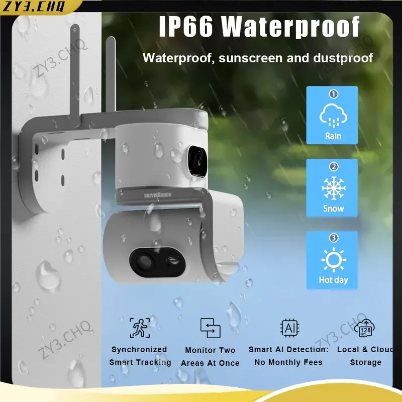 Cb11 6MP WiFi Outdoor Security Camera 2 Lens 2 Screens Auto Tracking Audible Alarm Full-Color Night Vision 7/24H Recording CCTV!