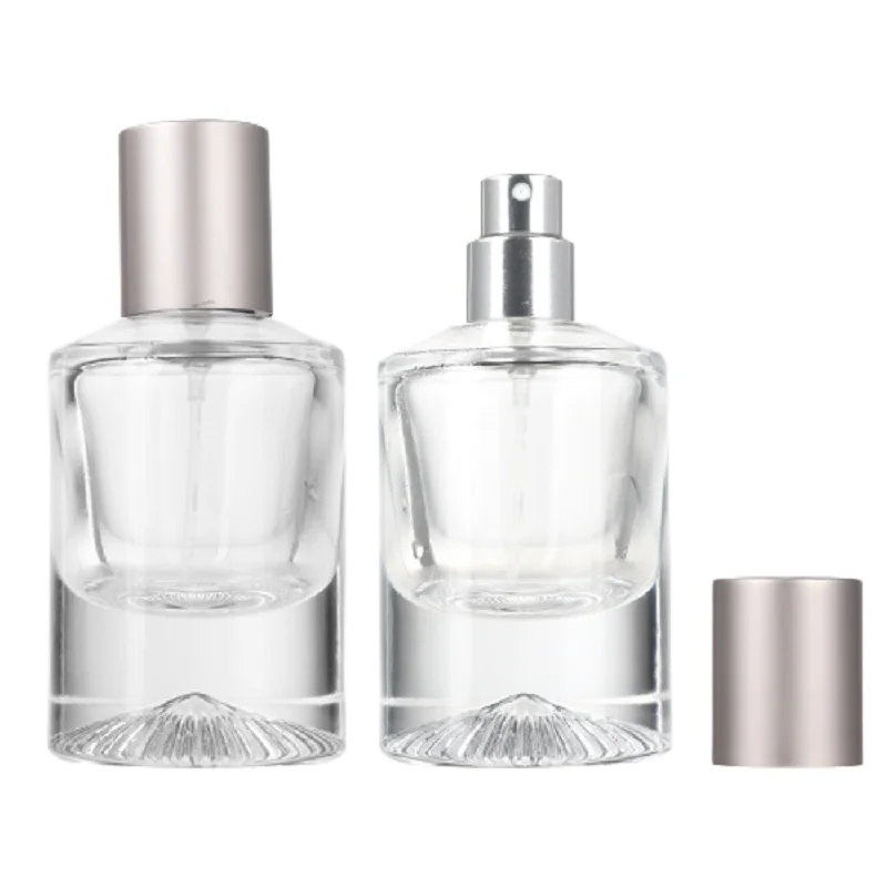 5pcs Cosmetics Glass Perfume Bottle Crimp Pump 1oz 30ML Matte Silver Lid Cylinder Fragrance High Quality Atomizer Spray Bottles