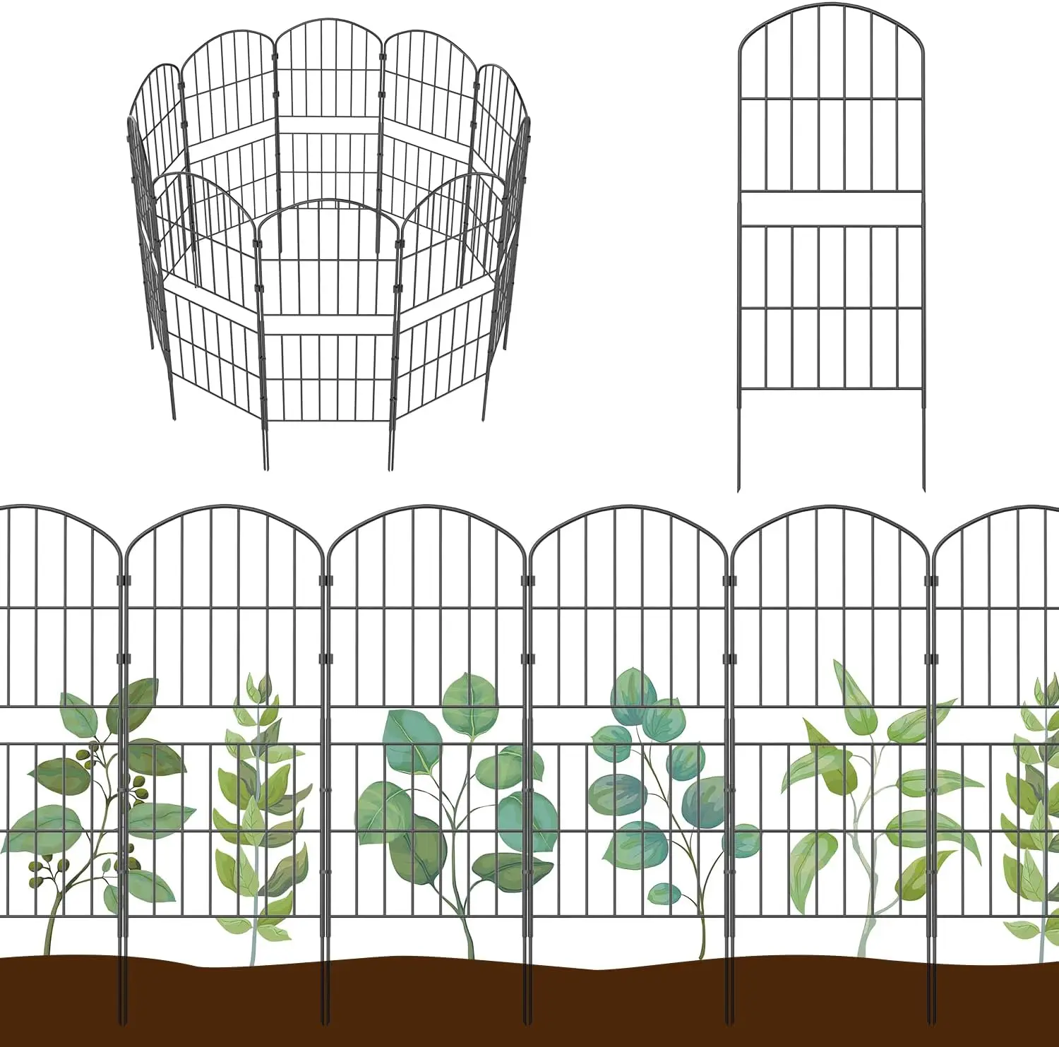 

Высокий декоративный садовый забор - набор из 14 секций, металлические панели для ограждения сада, защита от ржавчины, проволочная сетка для ограждения от животных