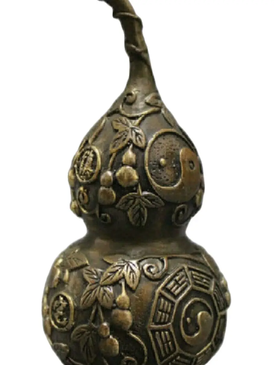 

Copper Brass CHINESE crafts Asian Elaborate Chinese Old-style folk geomantic gourd-shape auspicious copper statue