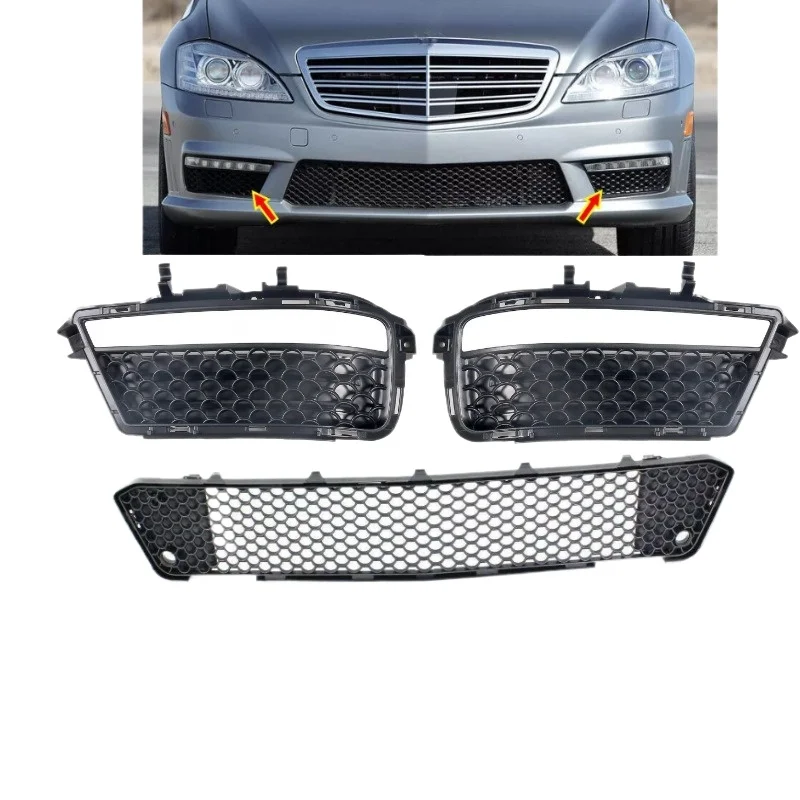 

Front Bumper Fog Light Grille Cover Lower Center Grill for Mercedes 2007-2013 W221 S63 S65AMG 2218851953 2218850953
