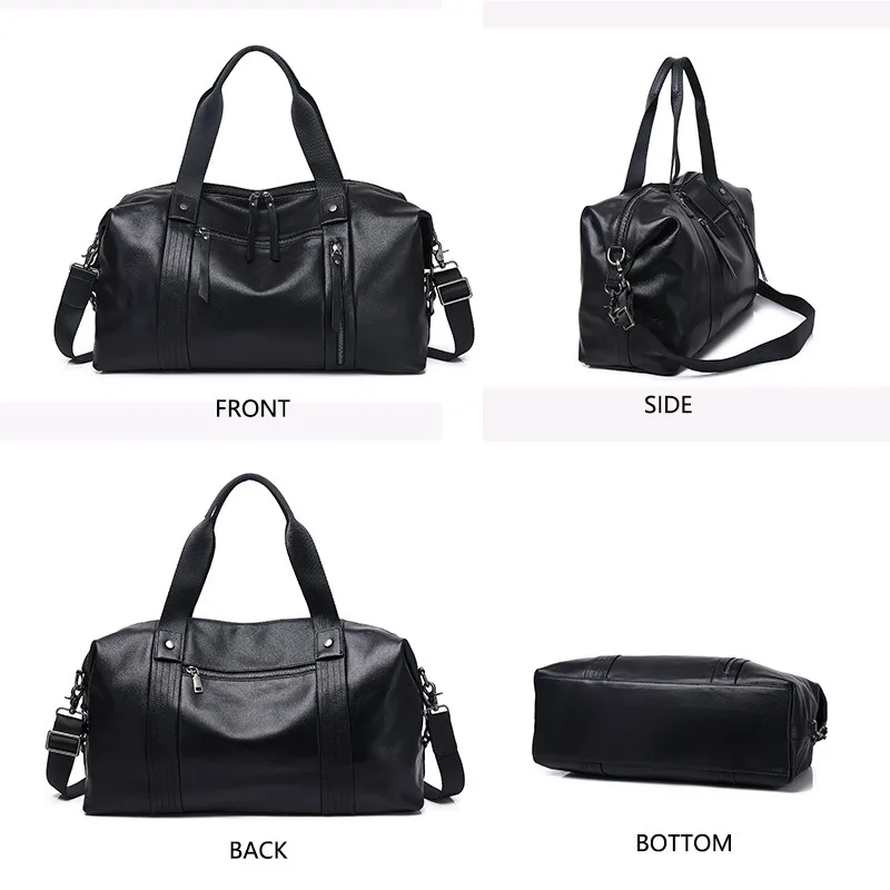 Genuine Leather Duffel for Women Large Capacity Shoulder Bag Soft Cowhide Leather Female Tote Big Weekend Crossbody Bags 2024