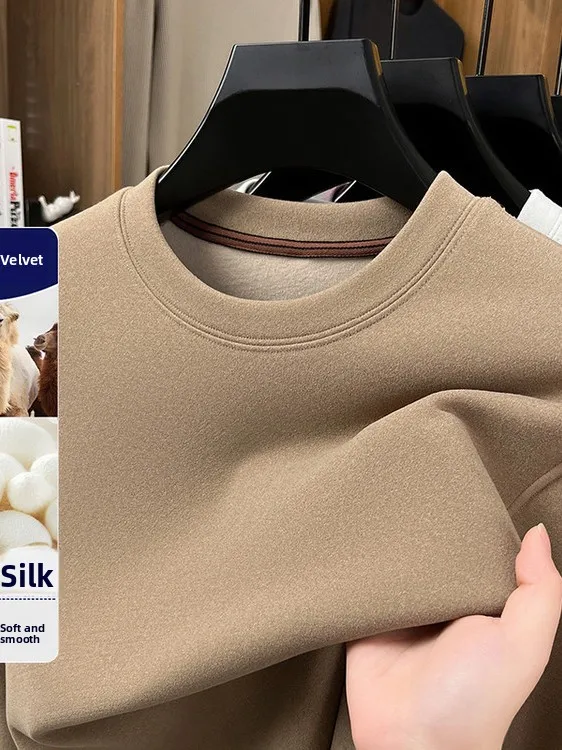 

Теплая двусторонняя бархатная мужская футболка Long Sve round Ne, верхняя одежда из смеси полиэстера Thiened Ci Faion