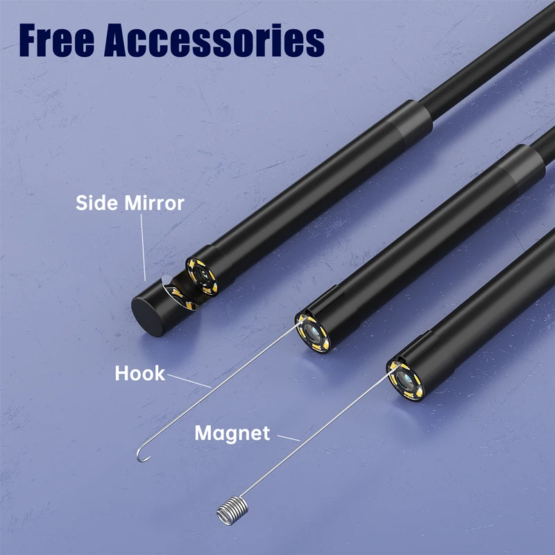 Android Endoscope 5.5MM 7MM Type-c Inspection Borescope USB Snake Camera Waterproof 6LED Lights Compatible with Android Phone PC