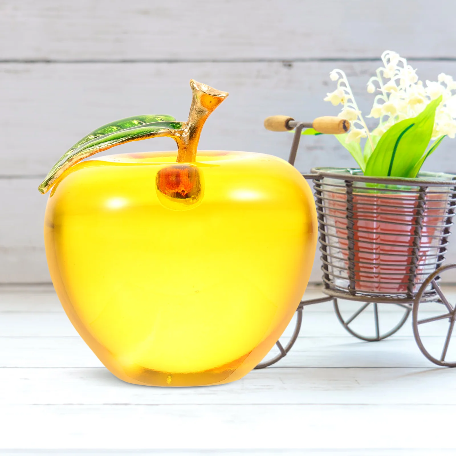 

Crystal Apples Adorns Sculpture for Office Desk Decor Home Decorations Xmas Ornament Creative Craft Gift