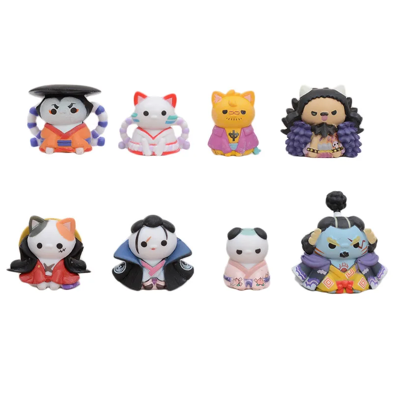 8 قطعة/المجموعة أنيمي قطعة واحدة البسيطة كوس القط 4 سنتيمتر الشكل الديكور الحلي دمية لعبة #2