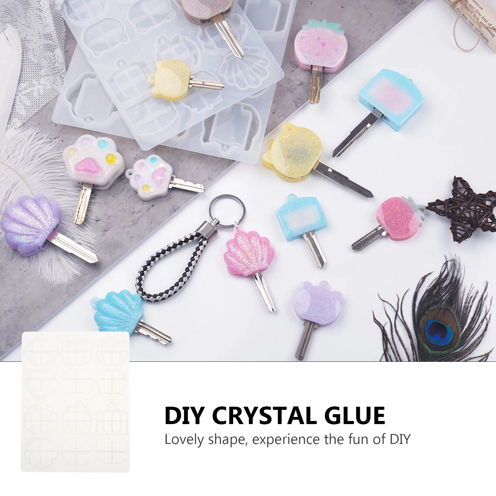 

Keychain Mold Silicone Cover Jewelry Casting Supplies Cute Key Cover Caps Reusable Craft Mold Pendant DIY Accessories