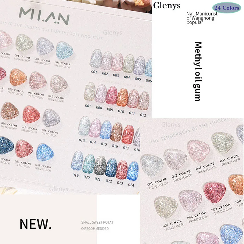 Glineys-esmalte de uñas en polvo con purpurina de diamante roto en 24 colores, esmalte de gel de inmersión semipermanente, rojo, popular, juego de barniz para arte de uñas