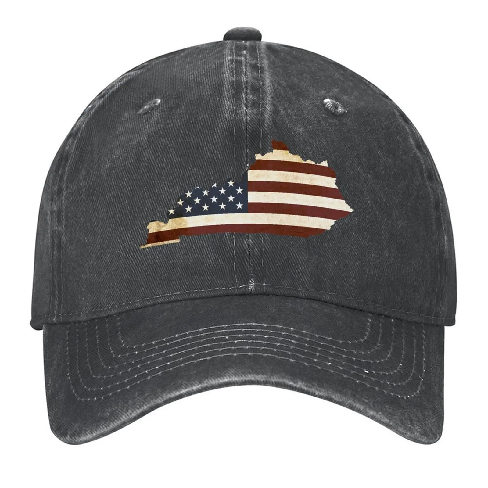 

Kentucky State Map- Vintage American Flag Baseball Cap Cosplay golf hat genuine Sunhat Gentleman Hat Women's Golf Clothing Men's
