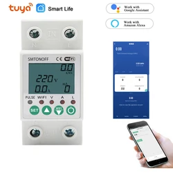 Vida inteligente tuya wi fi inteligente medidor de energia pré-pago medidor de energia kwh medidor wattmeter sobre sob vazamento de tensão proteger a voz alexa