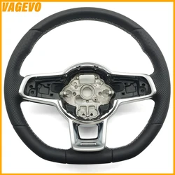 Suitable for VW Golf 7 MK7 R GTI GTS GTE GTD leather steering wheel with silver frame and Shift Paddles, Car Accessories