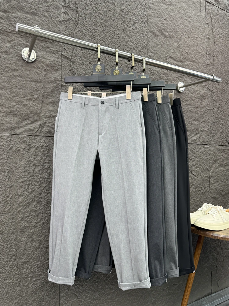 

Pampa& Men's Slim Fit Straight Leg Casual Pants Breathable Summer Faion Pure Color Cool Feeling Medium Stretch