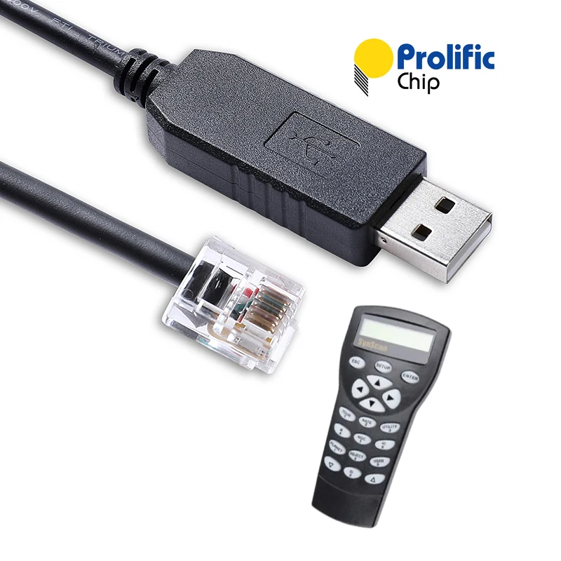 Kabel Skywatcher Synscan Hand Control PC Link PL2303GT USB RS232 do RJ12 6P6C do podłączenia komputera i aktualizacji oprogramowania HC
