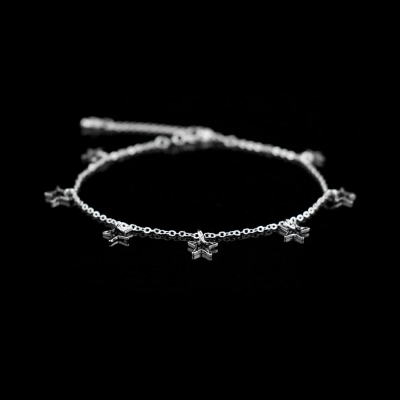 New Fashion Hollow Star&Heart Pendant Foot Anklet Chain 925 Sterling Silver Ladies Beach Anklets Bracelet For Women Jewelry Gift