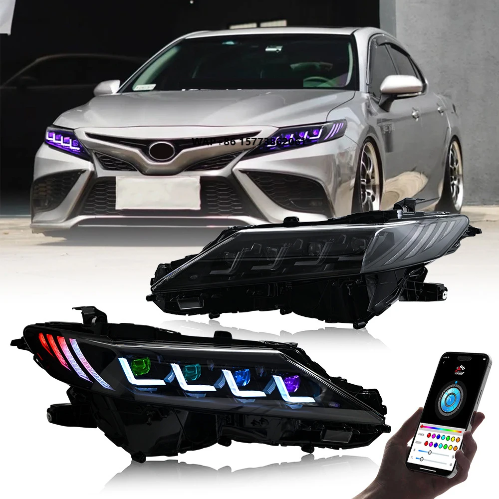 

Налобный фонарь RGB, автомобильные аксессуары, передний фонарь, новый 12 В, RGB фара переменного цвета для Tyt Camry 2018-2022