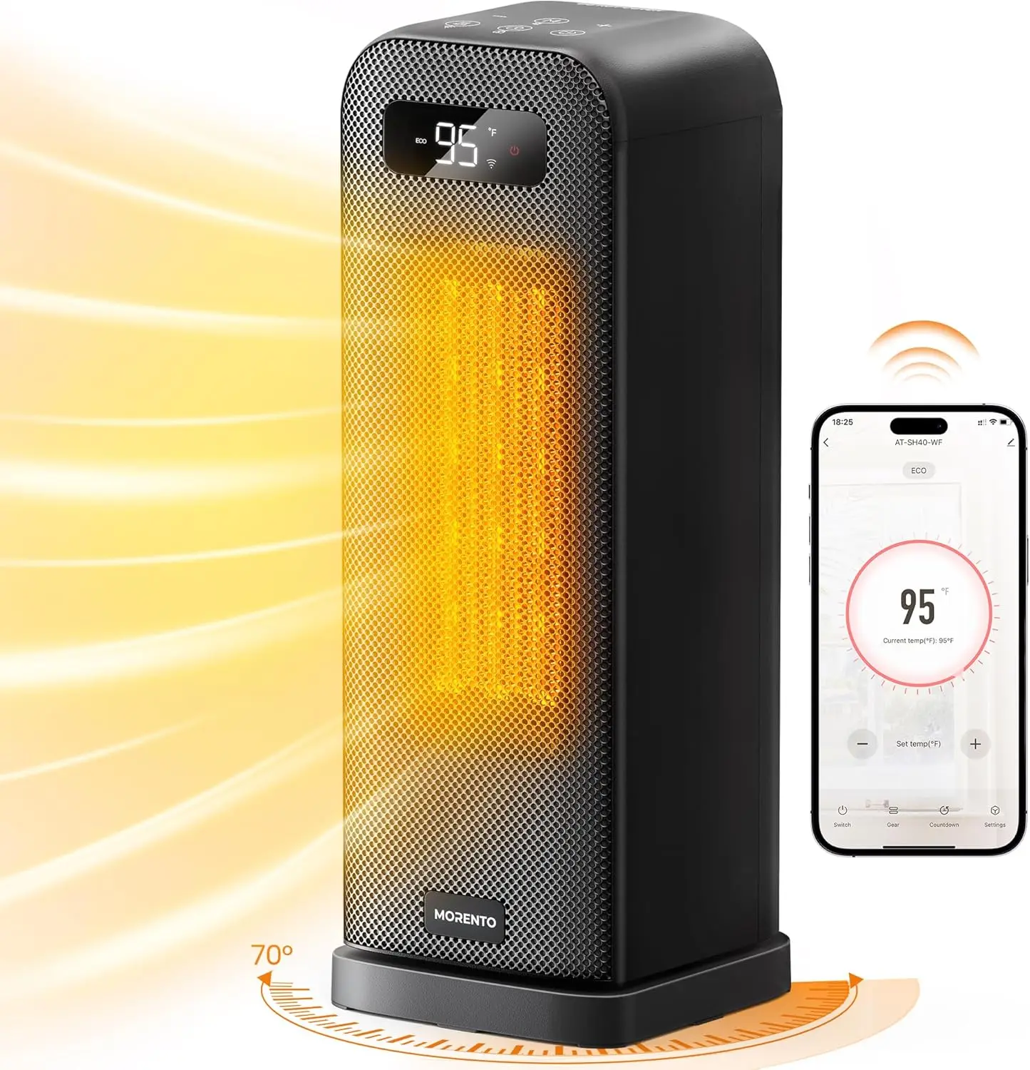 

Space Heaters for Indoor Use, Smart Space Heater, Wi-Fi & Voice Control, Portable Heater with Thermostat, 1500W Electric Heater