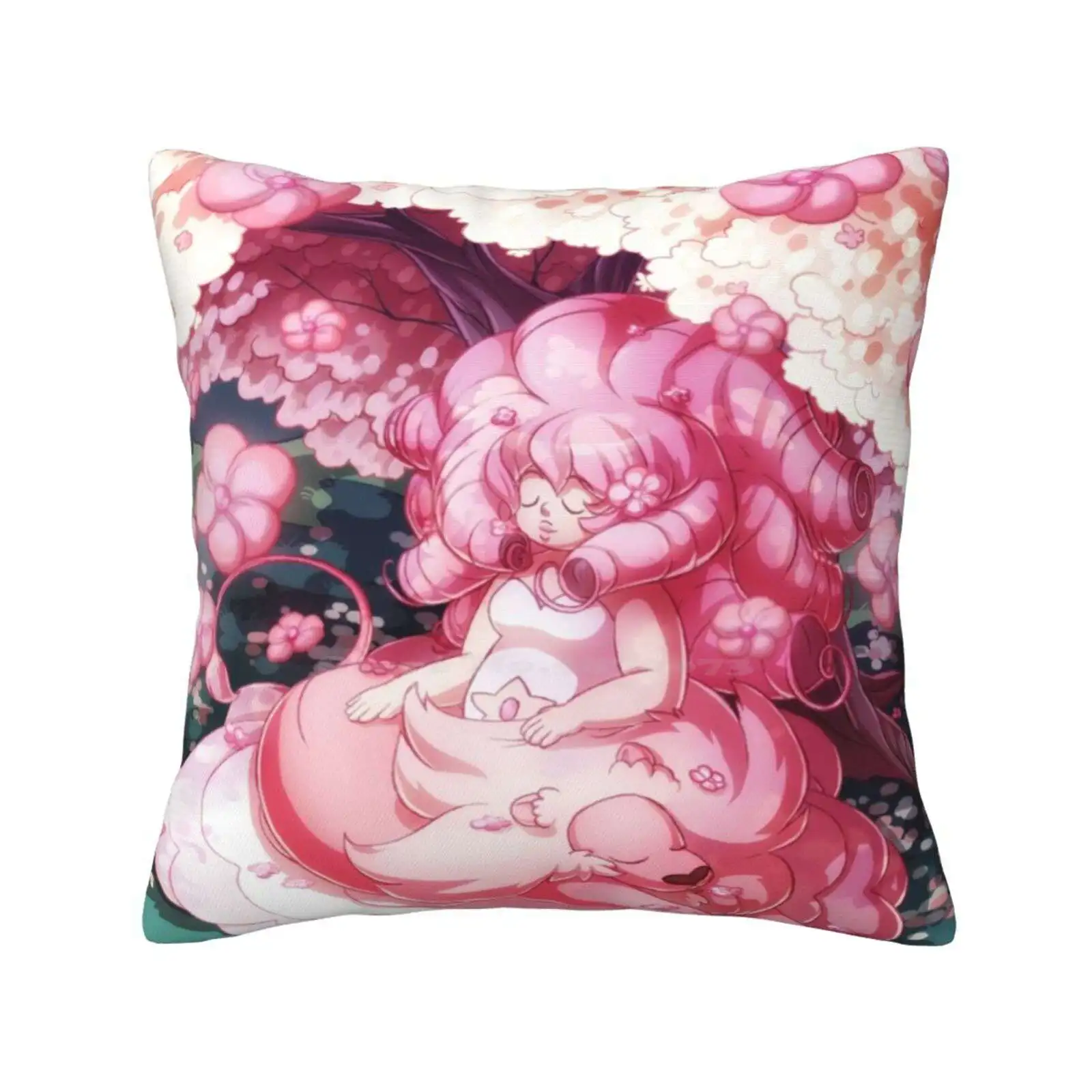 Rose And Lion Soft Comfortable Pillowcase Steven Universe Lion Crystal Gems Pink Rose Quartz Su Flower Nature Fluffy Kitty Pet