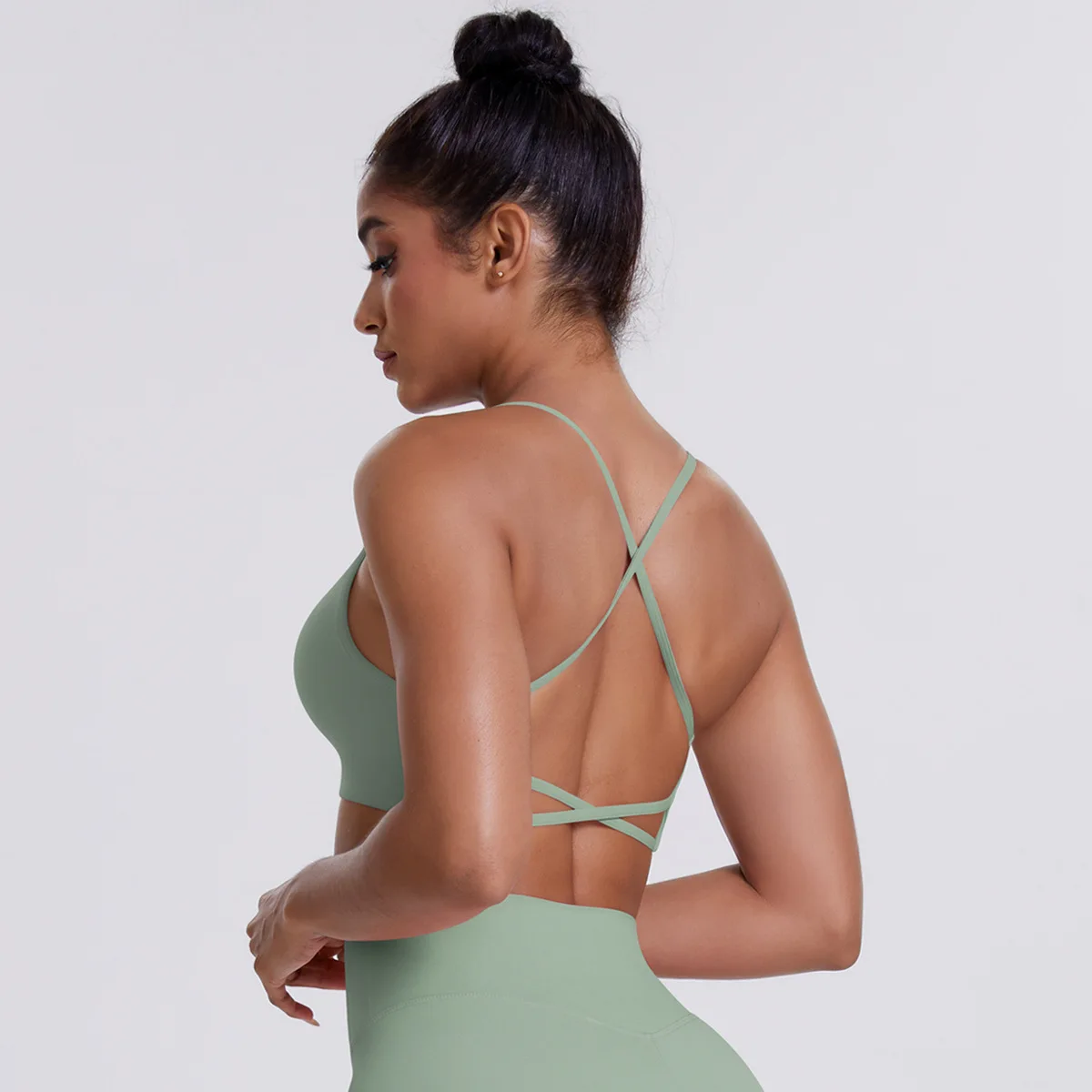 النساء اليوغا الصدرية اللياقة البدنية المحاصيل الأعلى للصدمات حمالات الصدر الرياضية بلون النايلون اليوغا الصدرية رياضة المحاصيل القمم المرأة تنفس الرياضة #4