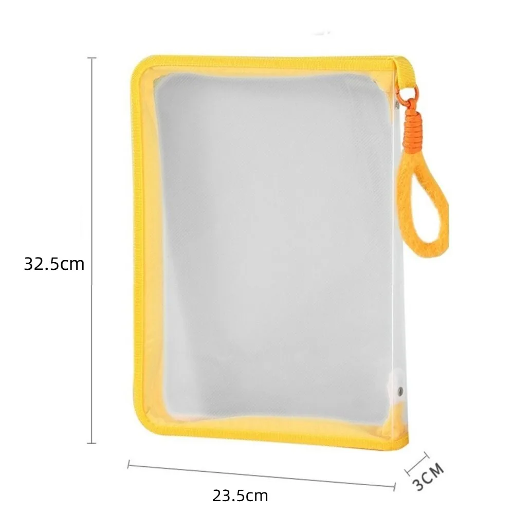 

Fashion PP A4 Zipper File Bag High-capacity Student Handbag File Folder Bags Transparent Stationery Holder