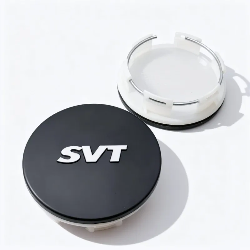 4 Stück Schwarz-Silber SVT Logo Auto-Radnabenkappen 65MM 57MM Radnabenkappen Felgenabdeckungen Staubschutz Ersatz Auto-Styling-Zubehör – Detail 5