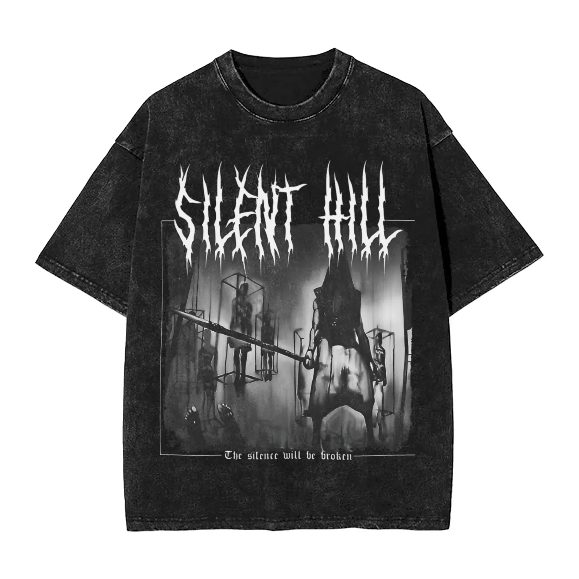 

Футболка с принтом Silent Hill 2, стираная игра ужасов, футболки Harajuku для мужчин и женщин, футболки