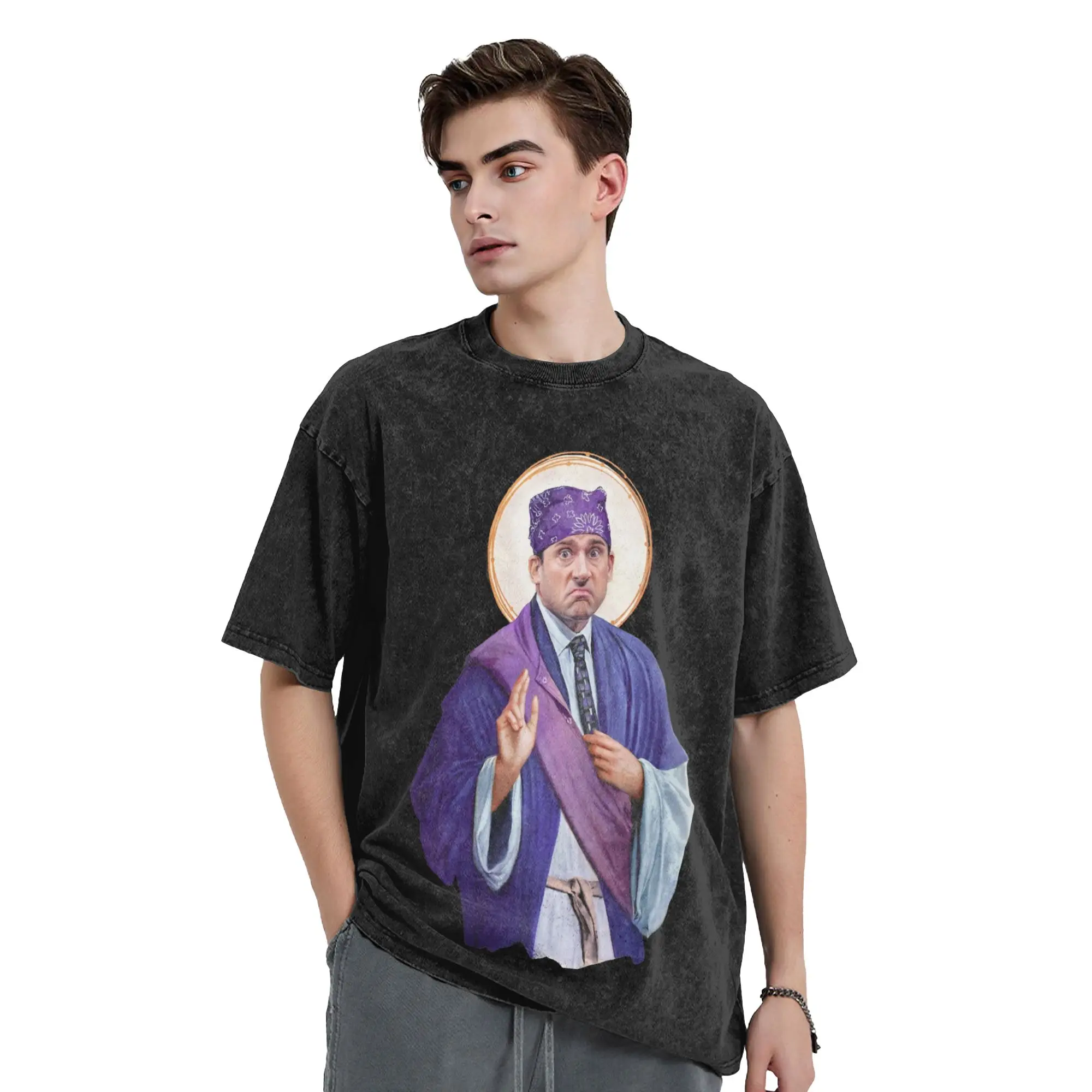 Saint Michael Scotts The Office Washed T Shirts Streetwear Hip Hop Vintage T-Shirts Tee Shirt for Men Cotton Oversize Summer