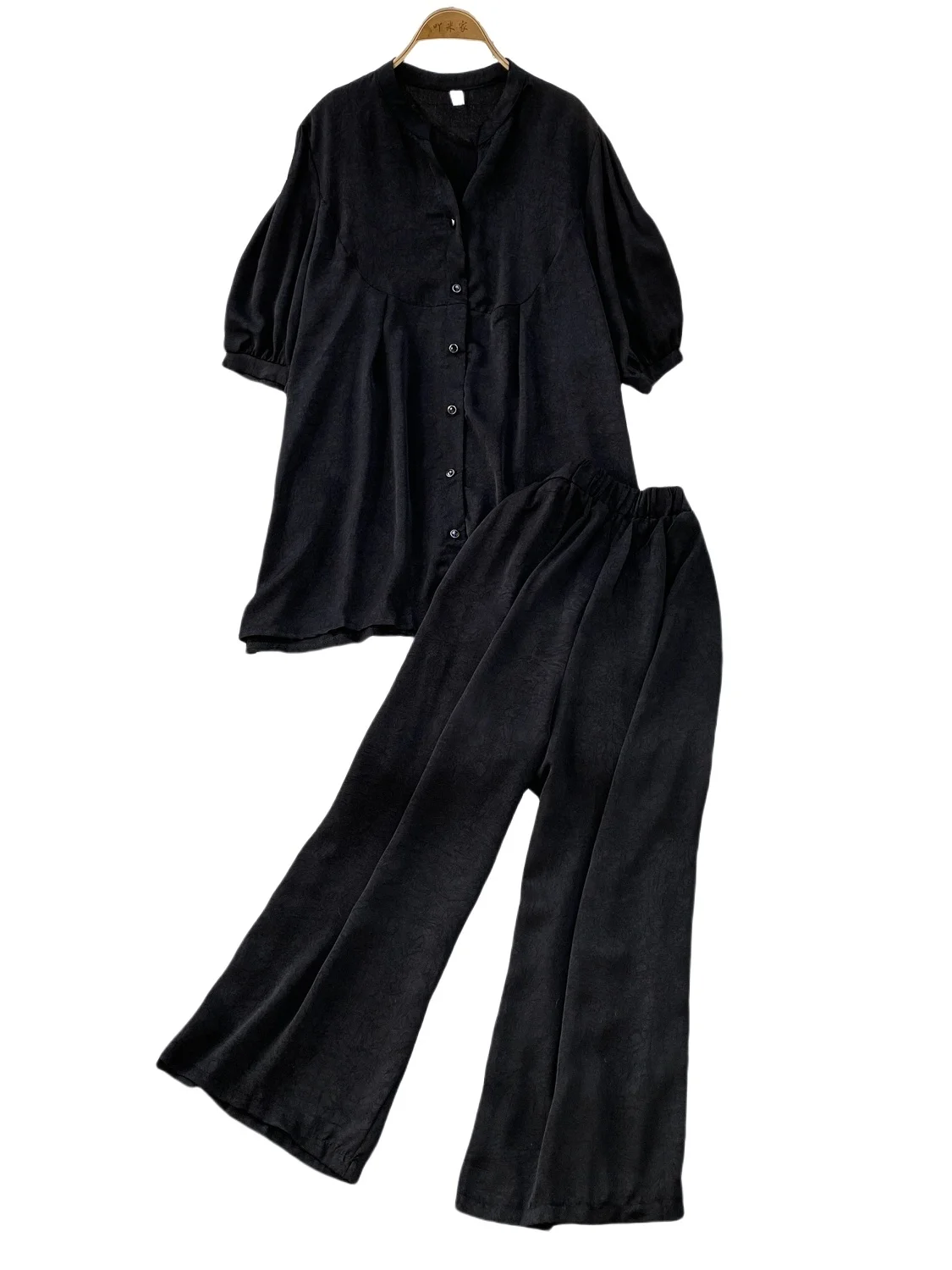

Loose V-ne Mid-length Casual irt + High-waist Wide-leg Pants Two-piece Set Summer 2025 Faion Women's Clothing