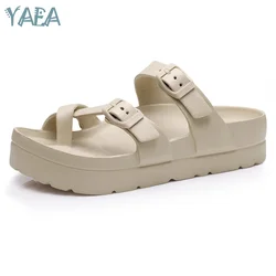 YAEA Women Summer Sandals Fashion Thick Insole Clogs Sandals Outdoor Deep Heel Slippers with Arch Support And djustable buckle