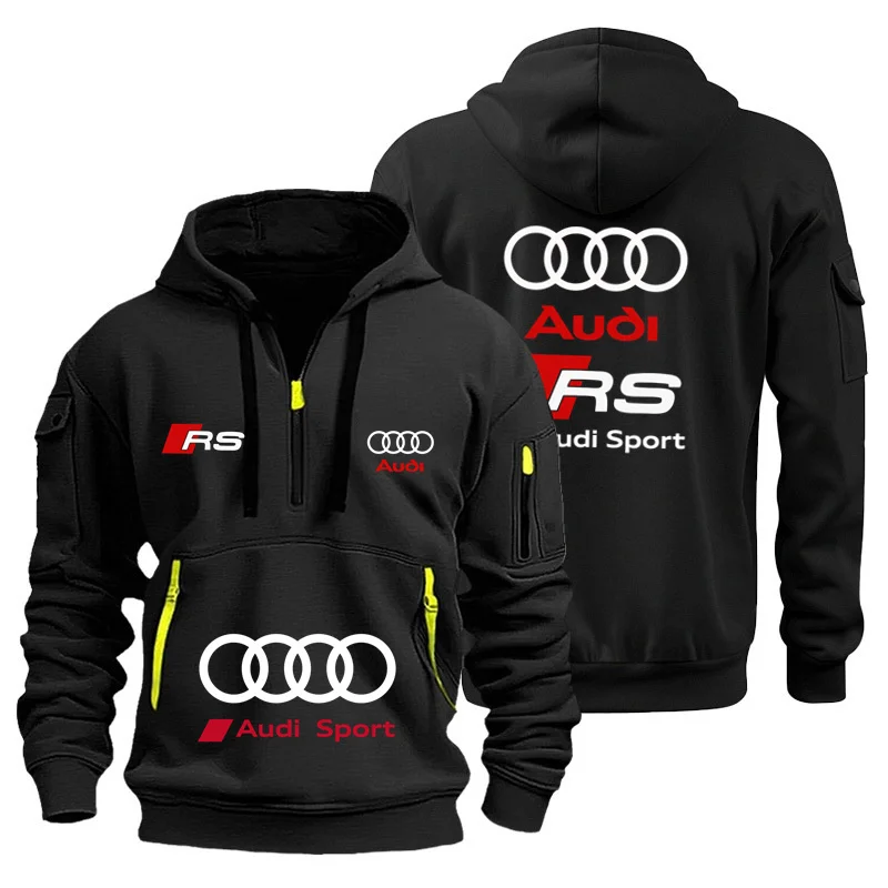 Audi Marke Unisex Motorrad-Renn-Hoodie Winddichter Warmer Lässiger Modischer Streetwear Kapuzenpullover