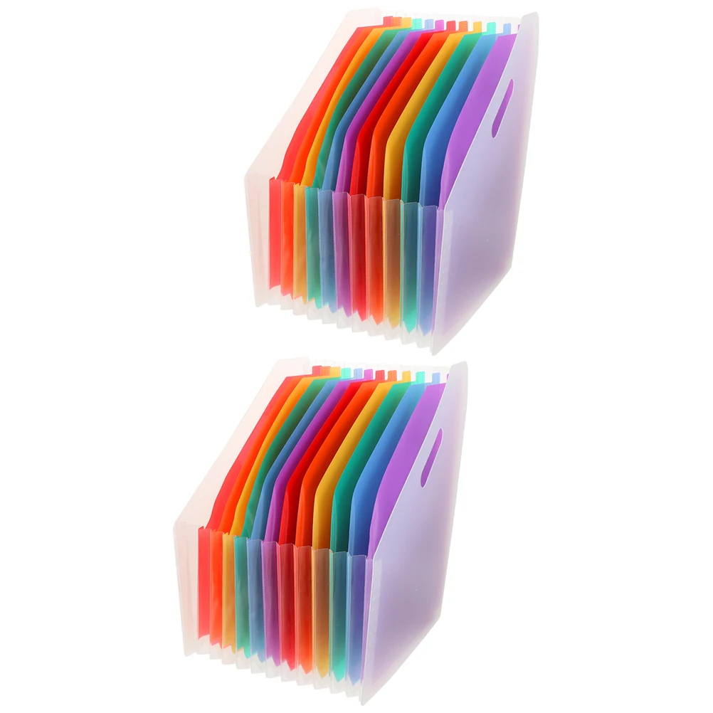 

2Pcs File Folder Expandable Standing Transparent Desktop Organizer for Papers Bills Receipts Student Plastic Large