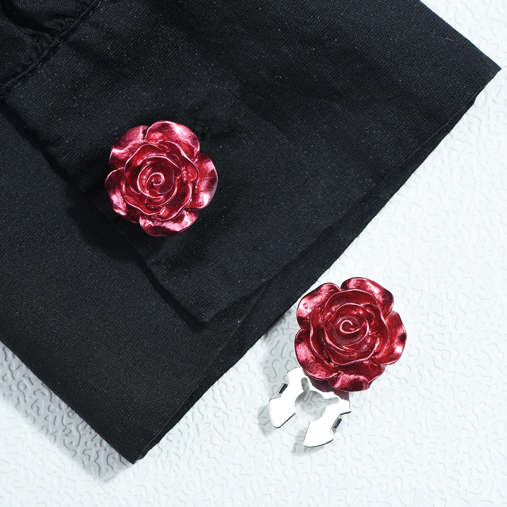 

ICEYY Elegant Women's Shirts Cufflinks Rose Flower Button Covers Set Mens or Womens Shirt Cufflinks for Tux Shirt Decoration