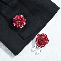ICEYY Elegant Women's Shirts Cufflinks Rose Flower Button Covers Set Mens or Womens Shirt Cufflinks for Tux Shirt Decoration