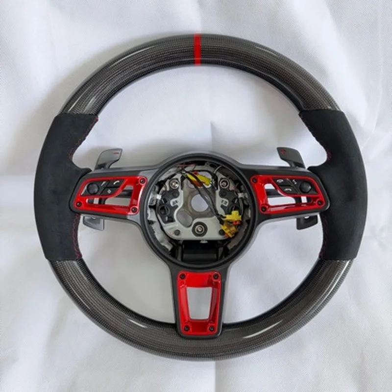 For Porsche Cayenne 15‑23 GT 4.0T 3K Plain Glossy Steering Wheel With Steering Wheel Horn Cover