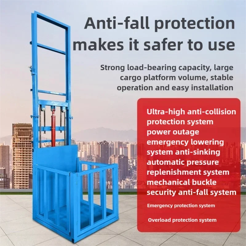 2-8미터 가정용 엘리베이터 전기 유압 화물 엘리베이터 맞춤형 플랫폼 안전 시스템 포함 500KG 적재 용량