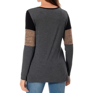 Mulheres grávidas manga longa patchwork enfermagem camiseta, tops amamentados, blusa para amamentação, roupas de gravidez, pulôver maternidade 12 principais vendas blusa pra gravida - №6