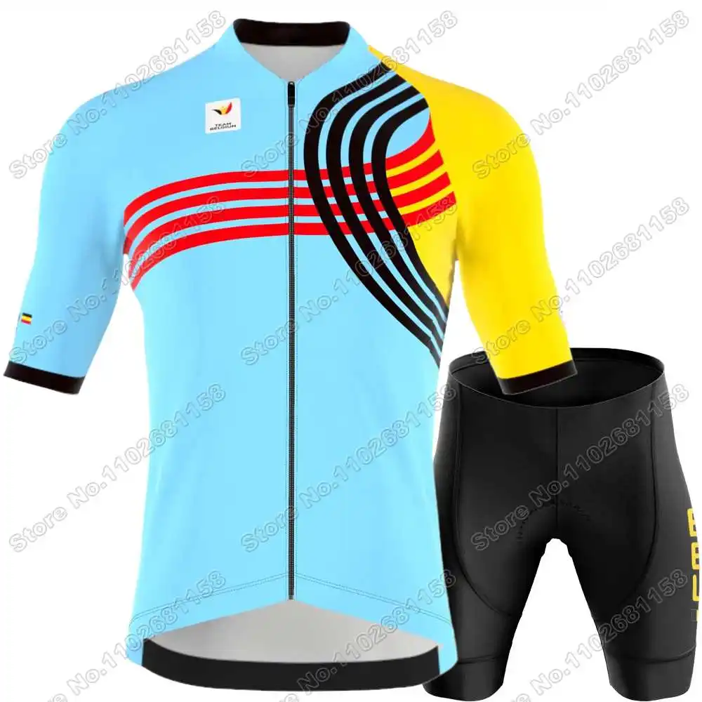 2024 Belgium Cycling Jersey Set Belgian National Team Cycling Clothing Men Short Sleeve Kit Road Bike Shirt Suit Bib Shorts