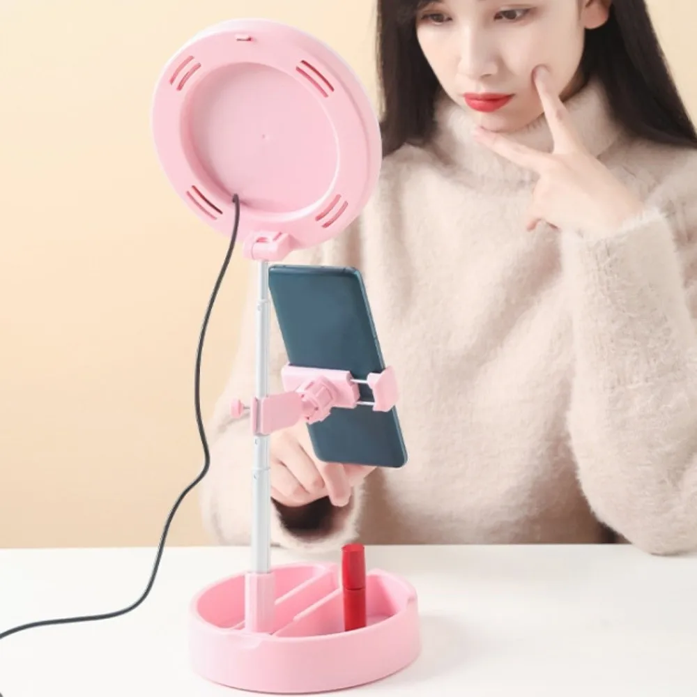 Adjustable Height Makeup Mirror Fill Light Bracket Folding Portable Fill Light Phone Stand Stable Base Universal
