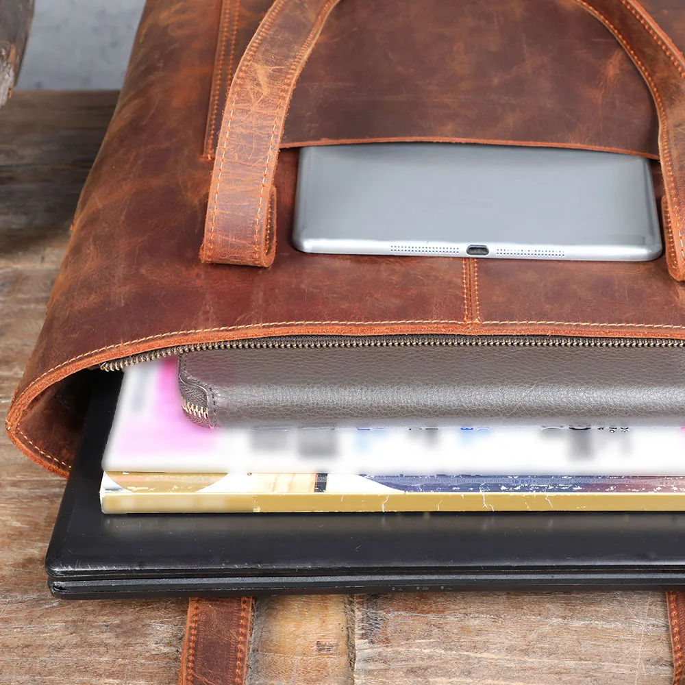 S.WORKER Vintage-Aktentasche aus hochwertigem Leder für Herren, Business-Handtasche, Laptoptasche, Unisex-Einkaufstasche mit großem Fassungsvermögen – Detail 26