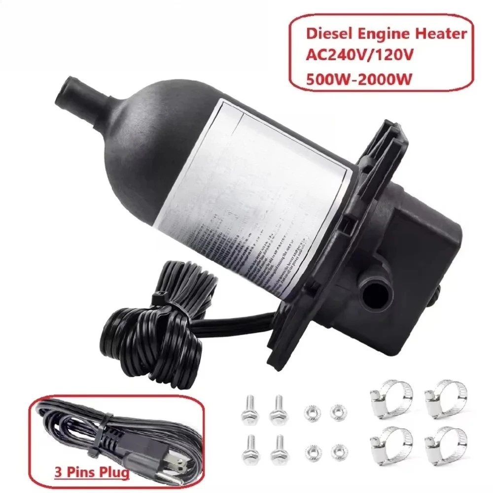 500W Diesel Engine Thermostat Jacket Heaters Self-Circulating Preheater Instant Water Heater 3-Pin Generator Parts Accessories