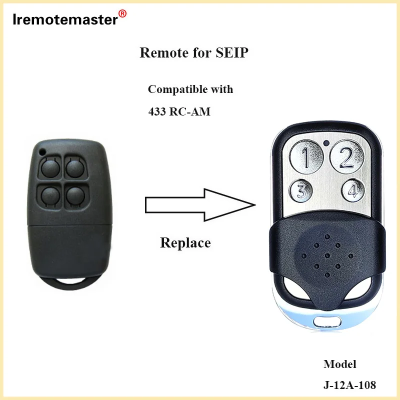 For Seip 433 RC-AM garage door remote control replacement 433,92mhz rolling code 4 buttons car gate door transmitter