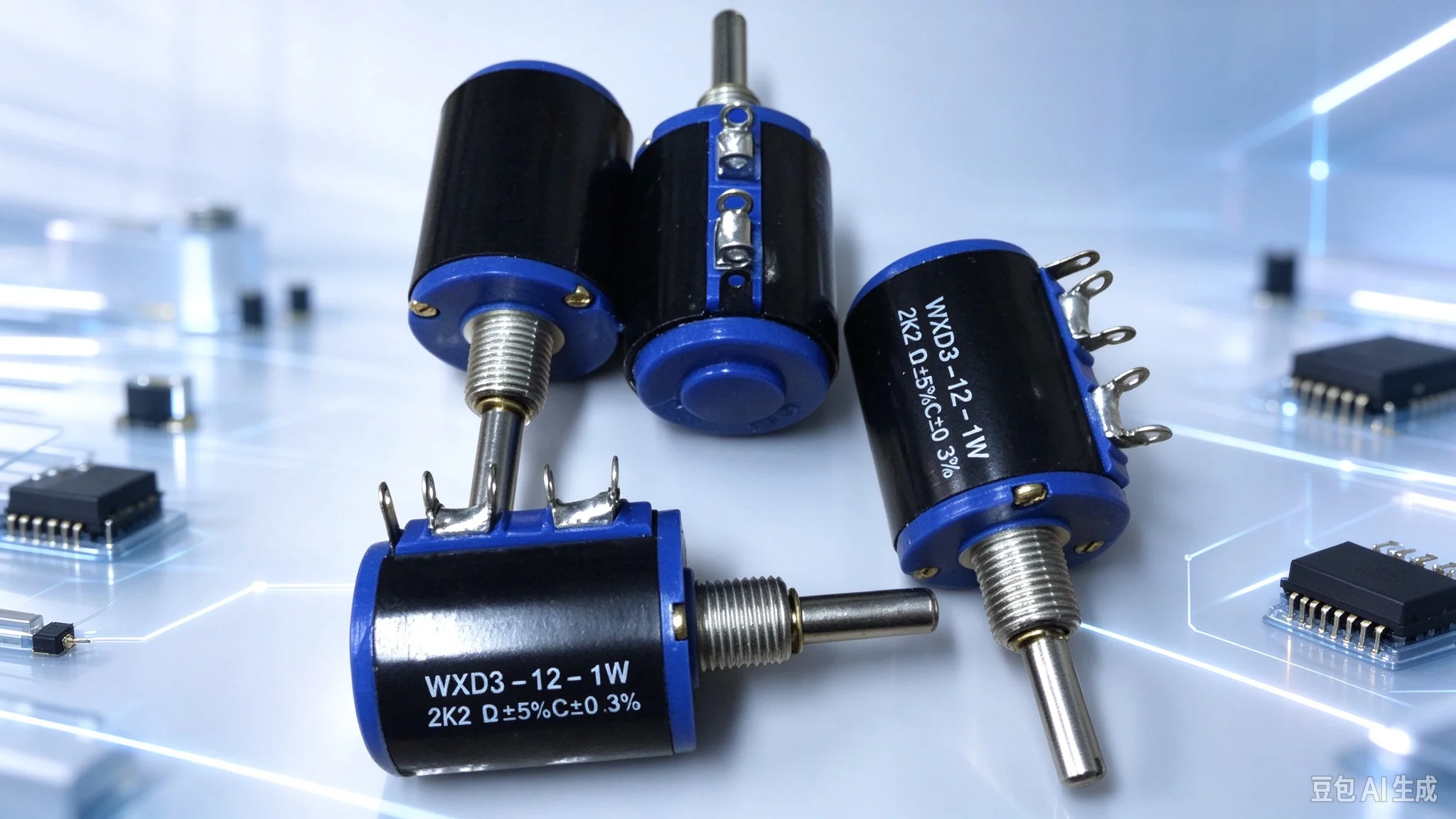 10pcs  Premium WXD3-12-1W Multiturn Potentiometer for 5 Turns 2.2K 4.7K 10K,20mm Shaft Length